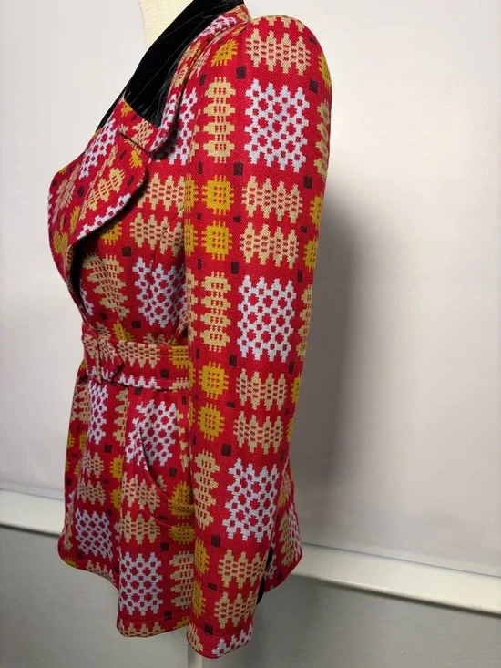 Christian Lacroix 90s Belted Blazer Jacket Black Velvet Collar statement piece - Picture 3 of 7